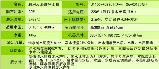 安吉尔净水器J1105-ROB8C参数图